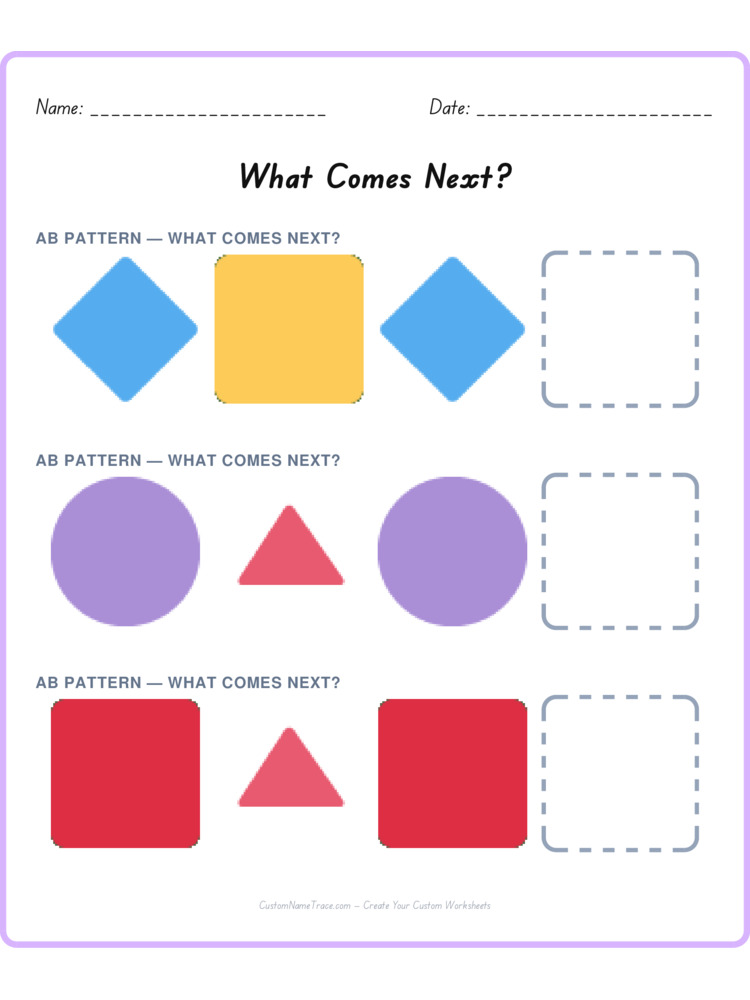 Mixed Review pattern worksheet 98 for kids