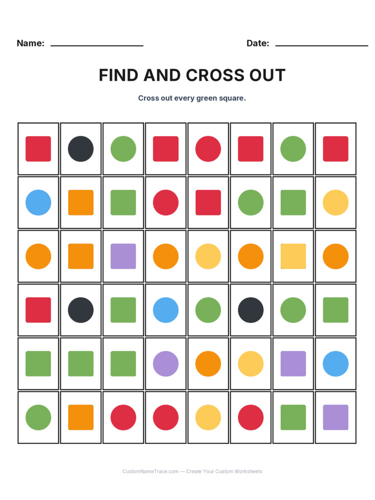 Grade 1 Find and Cross Out logic worksheet 1 for kids