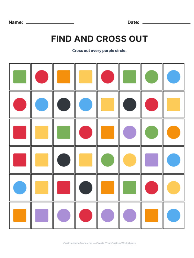 Grade 1 Find and Cross Out logic worksheet 14 for kids