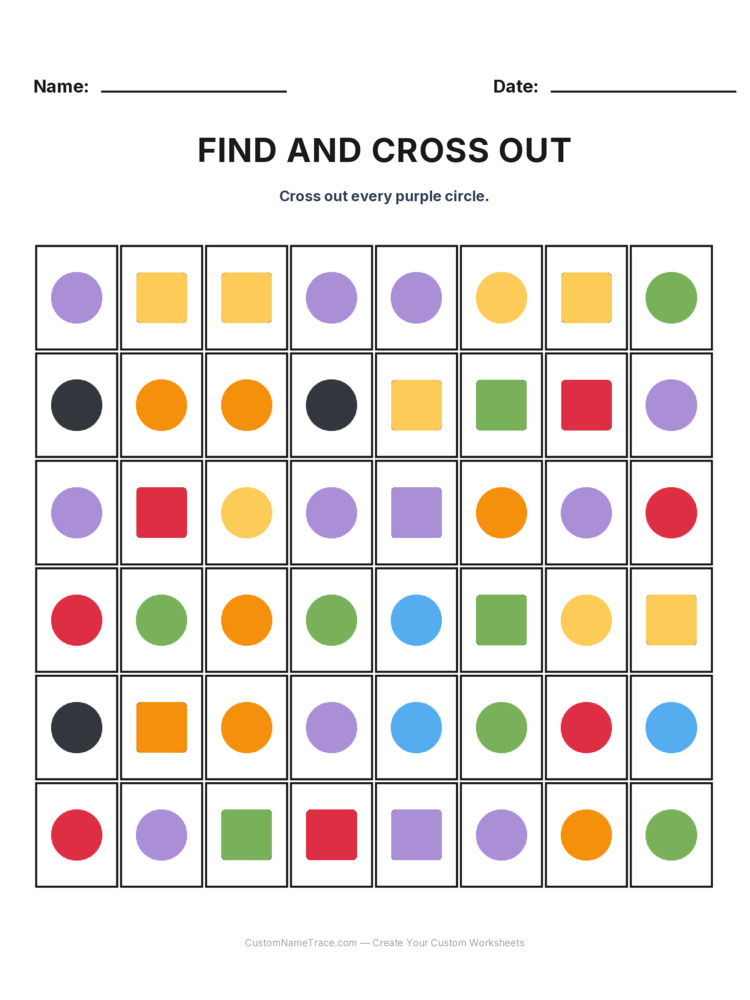Grade 1 Find and Cross Out logic worksheet 16 for kids