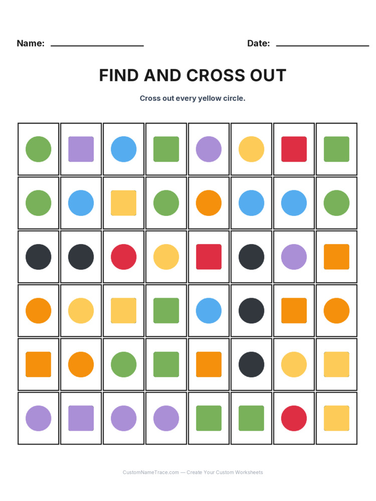 Grade 1 Find and Cross Out logic worksheet 2 for kids