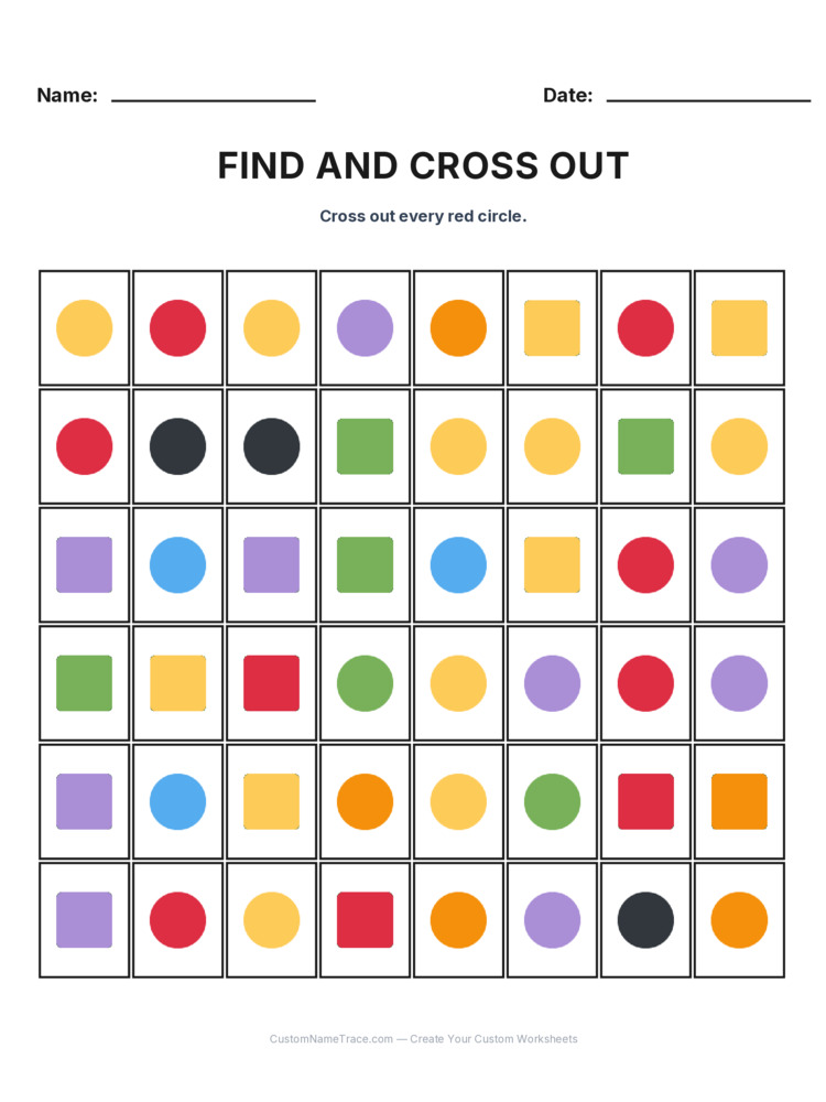 Grade 1 Find and Cross Out logic worksheet 20 for kids