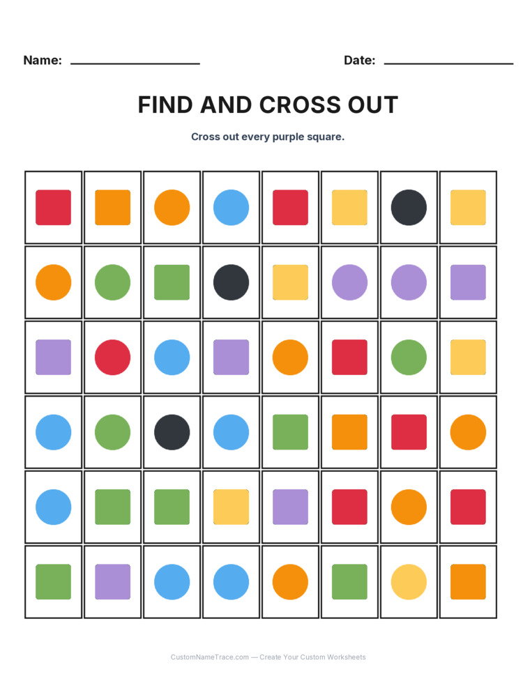 Grade 1 Find and Cross Out logic worksheet 23 for kids