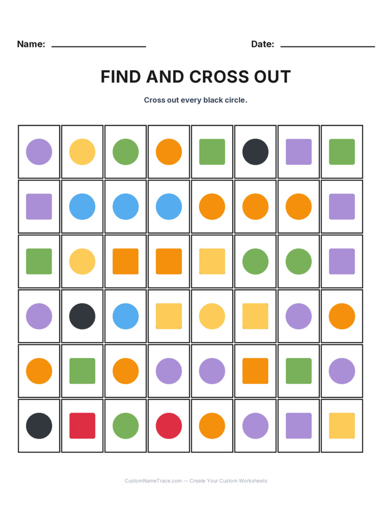 Grade 1 Find and Cross Out logic worksheet 25 for kids
