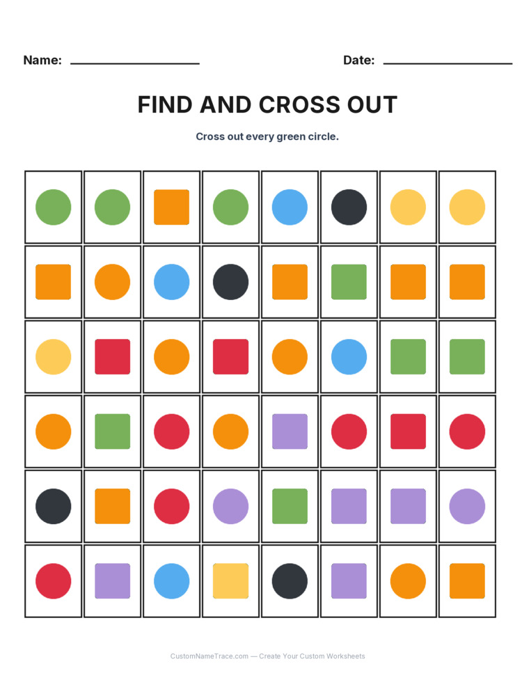 Grade 1 Find and Cross Out logic worksheet 28 for kids