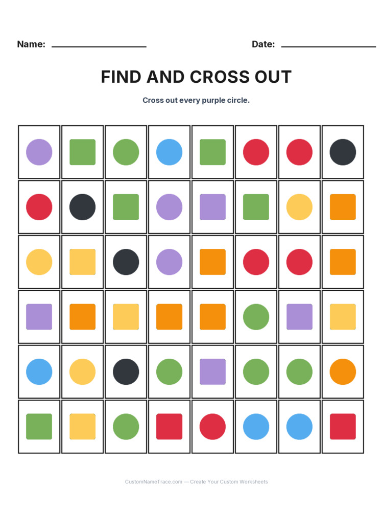 Grade 1 Find and Cross Out logic worksheet 3 for kids