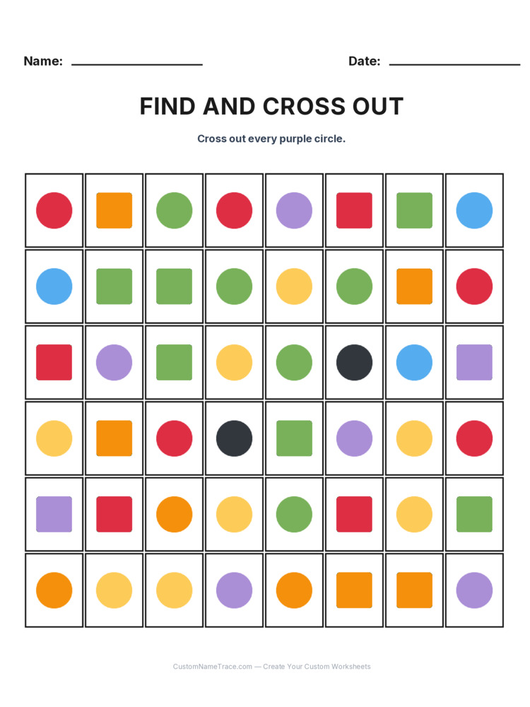 Grade 1 Find and Cross Out logic worksheet 30 for kids