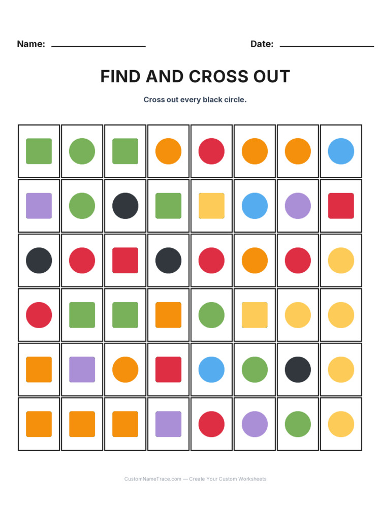 Grade 1 Find and Cross Out logic worksheet 4 for kids