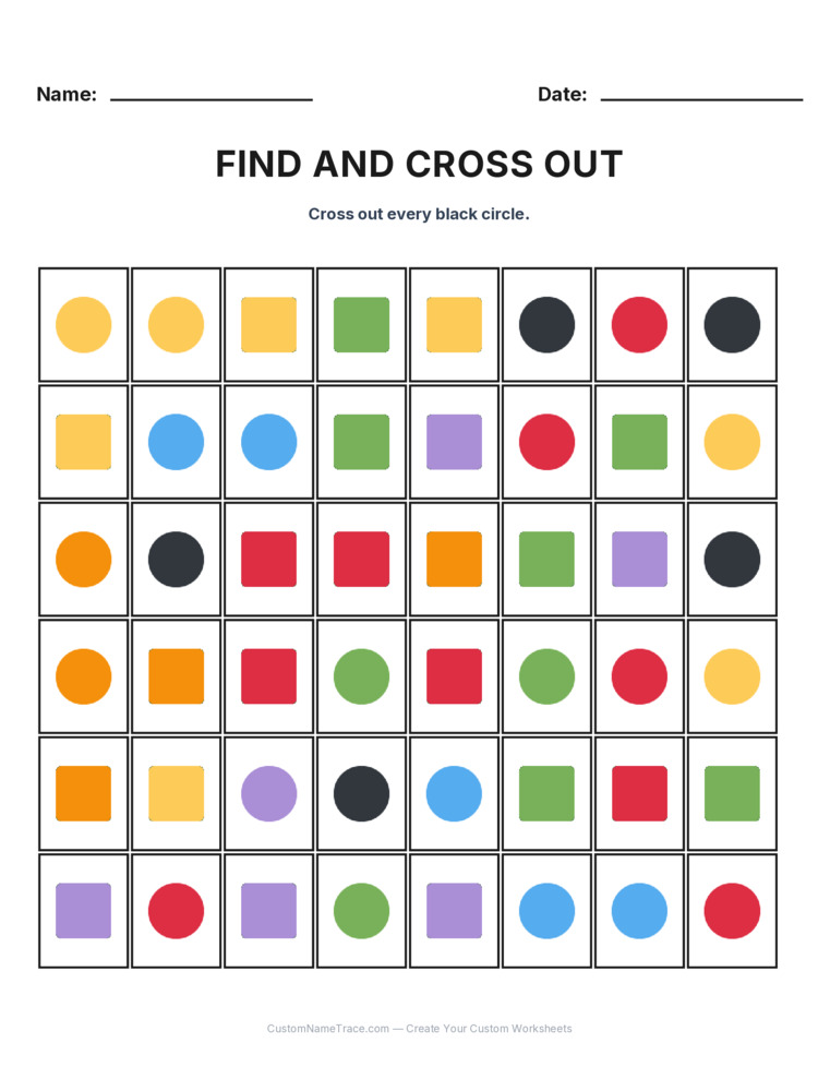 Grade 1 Find and Cross Out logic worksheet 5 for kids