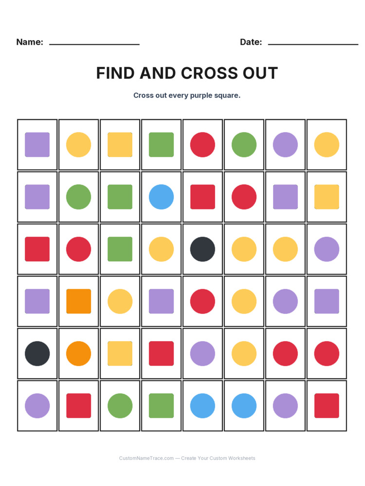 Grade 1 Find and Cross Out logic worksheet 6 for kids