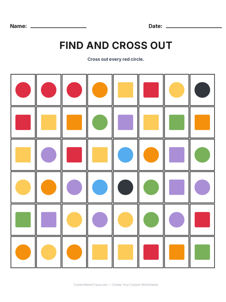 Grade 1 Find and Cross Out logic worksheet 7 for kids
