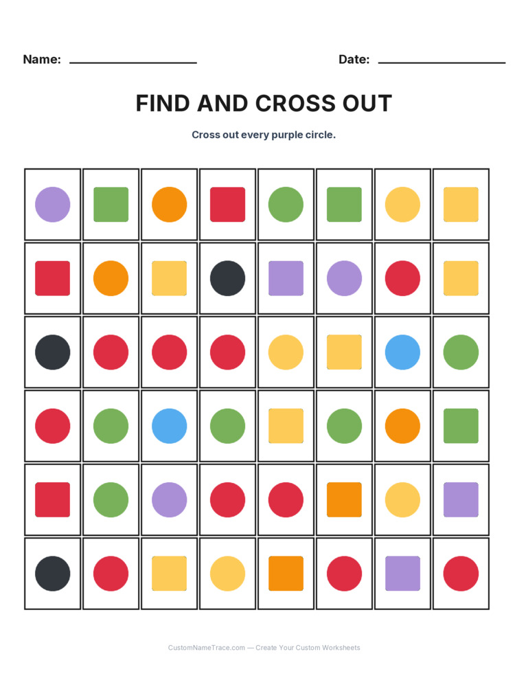 Grade 1 Find and Cross Out logic worksheet 8 for kids