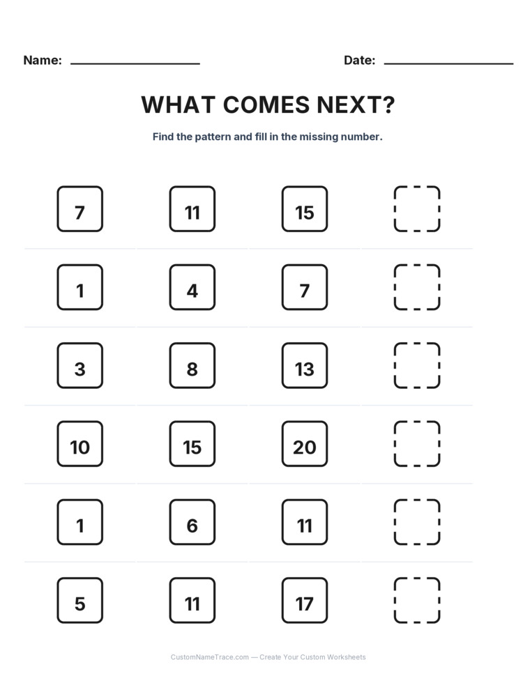 Grade 1 Growing Sequence logic worksheet 10 for kids