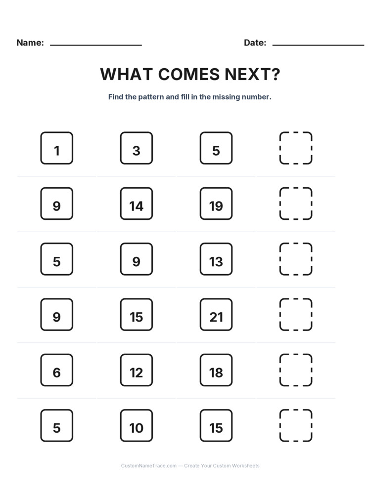 Grade 1 Growing Sequence logic worksheet 18 for kids