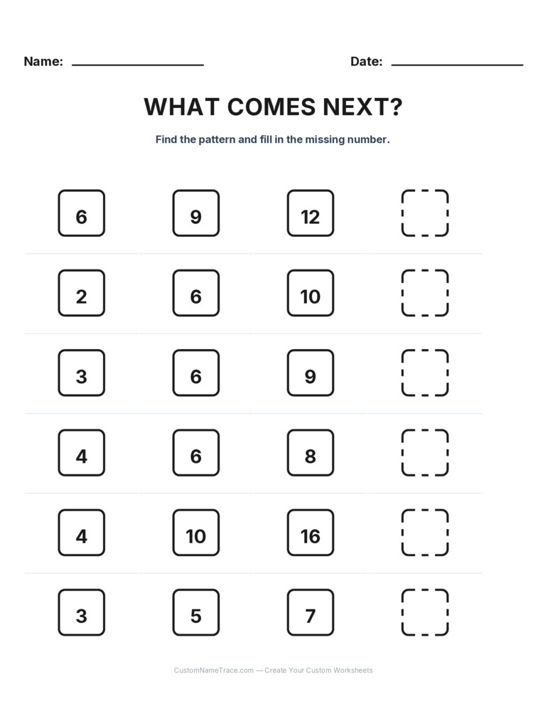 Grade 1 Growing Sequence logic worksheet 6 for kids