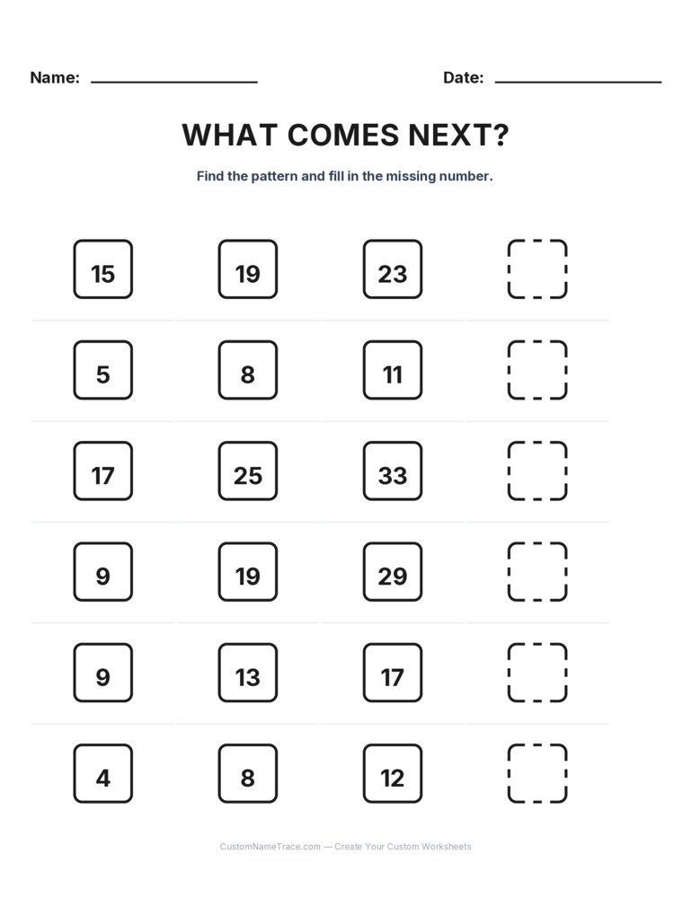 Grade 2 Growing Sequence logic worksheet 1 for kids