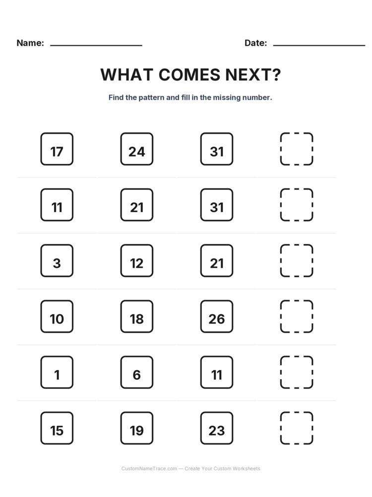 Grade 2 Growing Sequence logic worksheet 10 for kids