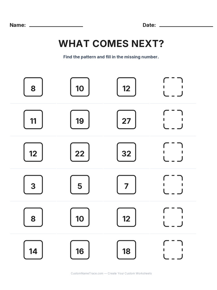 Grade 2 Growing Sequence logic worksheet 11 for kids