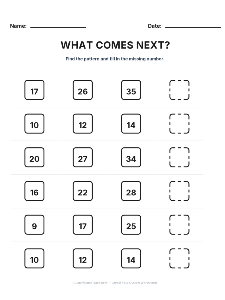 Grade 2 Growing Sequence logic worksheet 15 for kids
