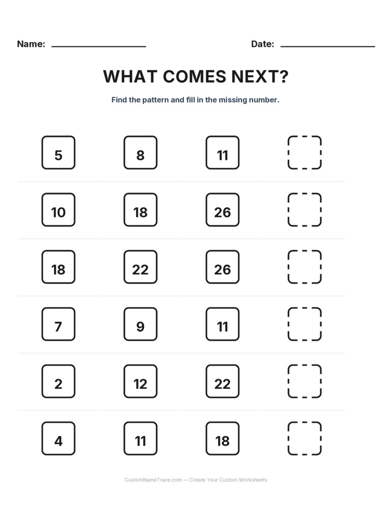 Grade 2 Growing Sequence logic worksheet 16 for kids