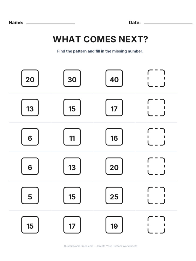 Grade 2 Growing Sequence logic worksheet 17 for kids