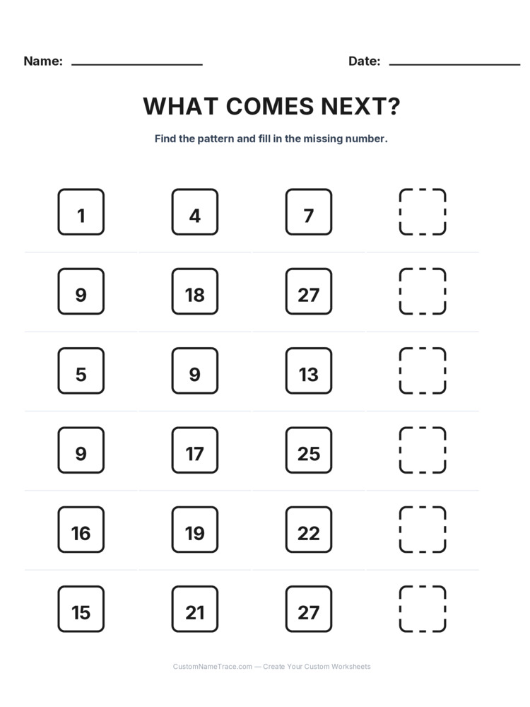 Grade 2 Growing Sequence logic worksheet 18 for kids