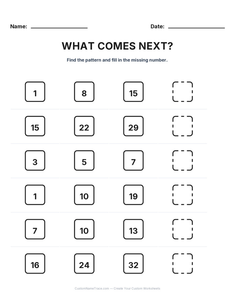 Grade 2 Growing Sequence logic worksheet 19 for kids