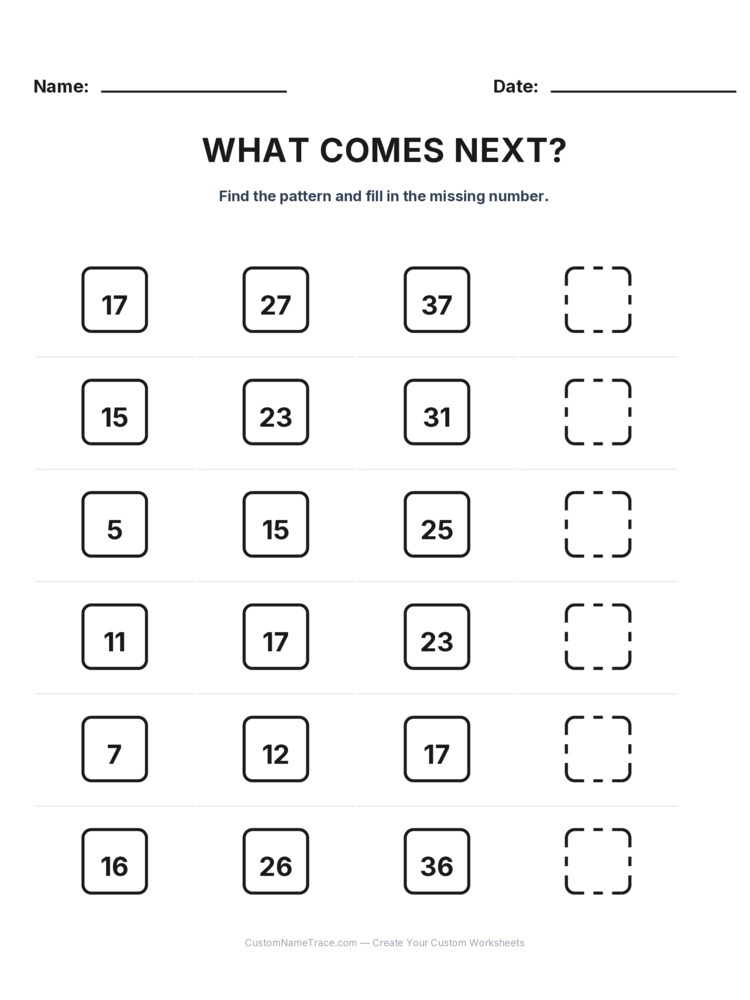 Grade 2 Growing Sequence logic worksheet 21 for kids