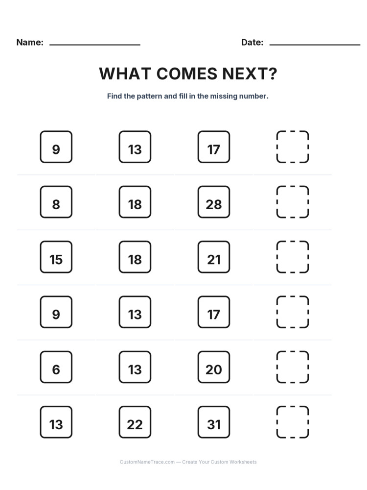Grade 2 Growing Sequence logic worksheet 23 for kids