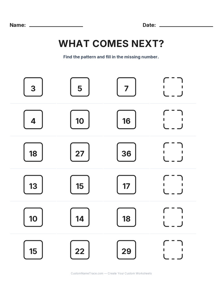 Grade 2 Growing Sequence logic worksheet 27 for kids