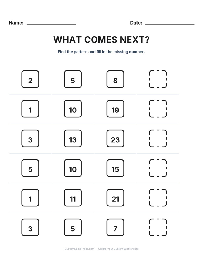 Grade 2 Growing Sequence logic worksheet 28 for kids