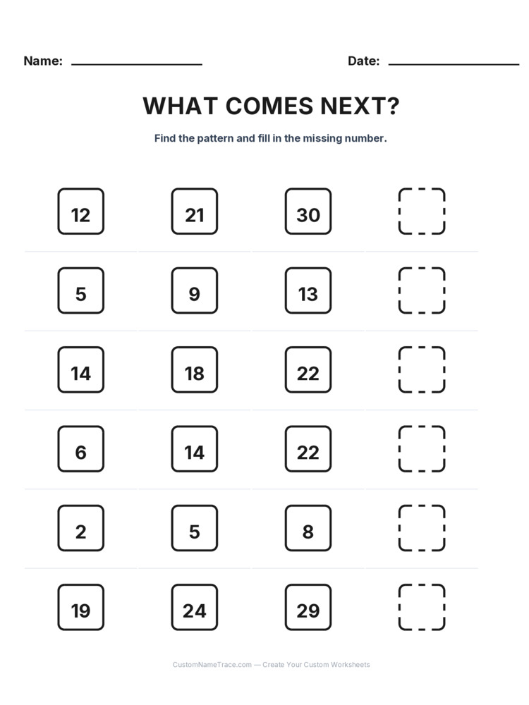 Grade 2 Growing Sequence logic worksheet 29 for kids