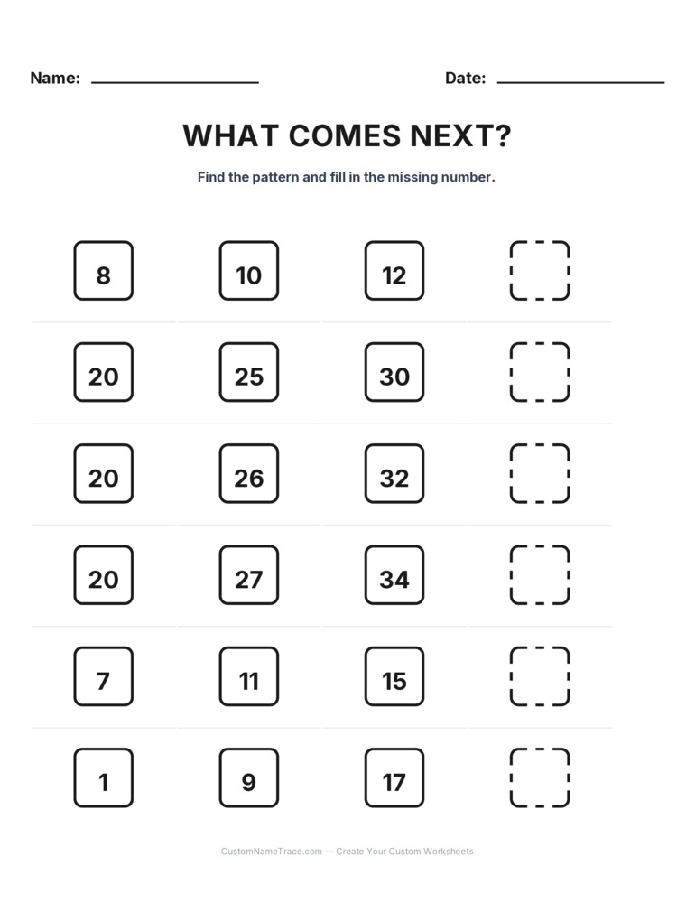 Grade 2 Growing Sequence logic worksheet 30 for kids