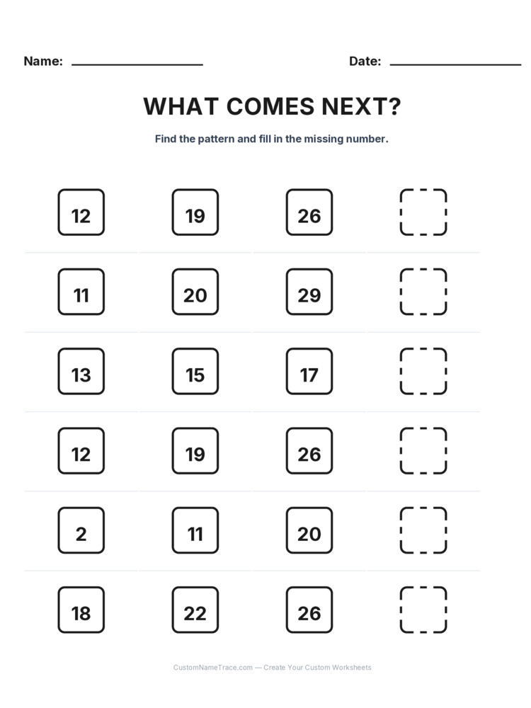 Grade 2 Growing Sequence logic worksheet 5 for kids
