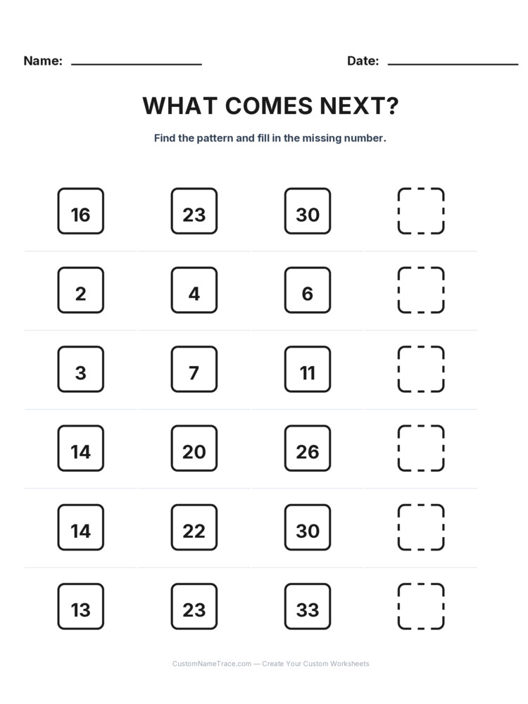 Grade 2 Growing Sequence logic worksheet 6 for kids