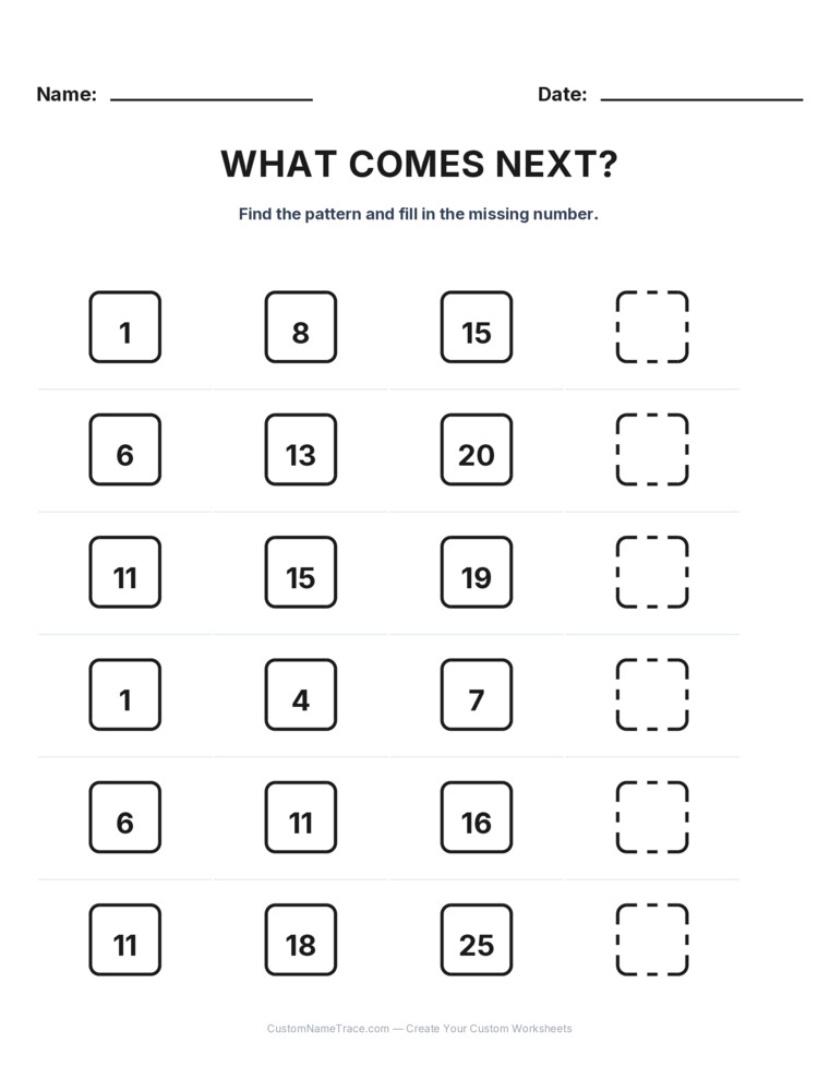 Grade 2 Growing Sequence logic worksheet 7 for kids