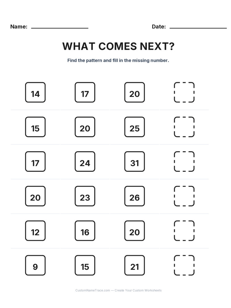 Grade 2 Growing Sequence logic worksheet 8 for kids