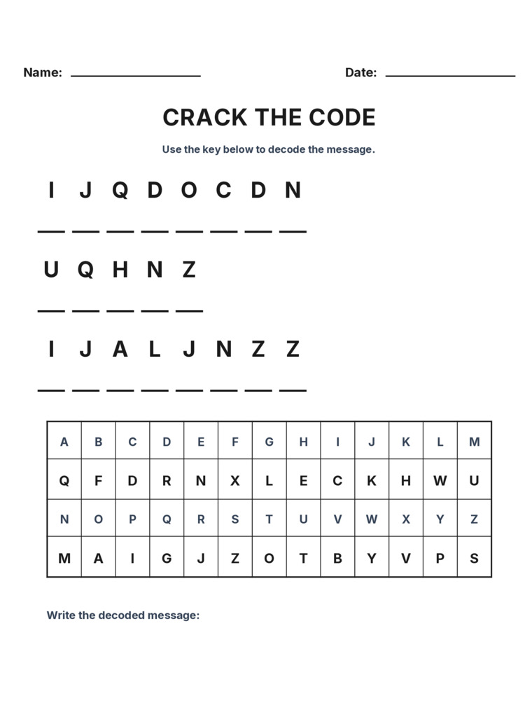 Grade 3 Cryptogram logic worksheet 26 for kids