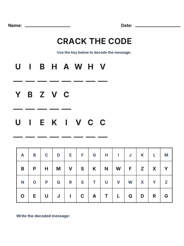 Grade 3 Cryptogram logic worksheet 7 for kids