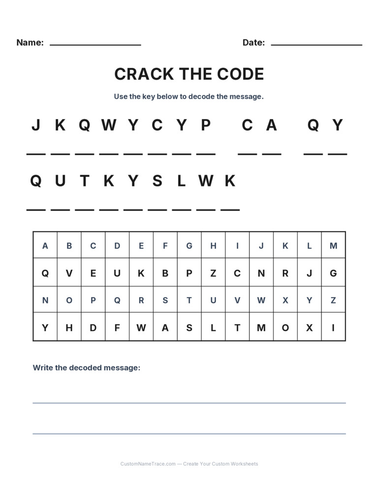 Grade 3 Cryptogram logic worksheet 8 for kids