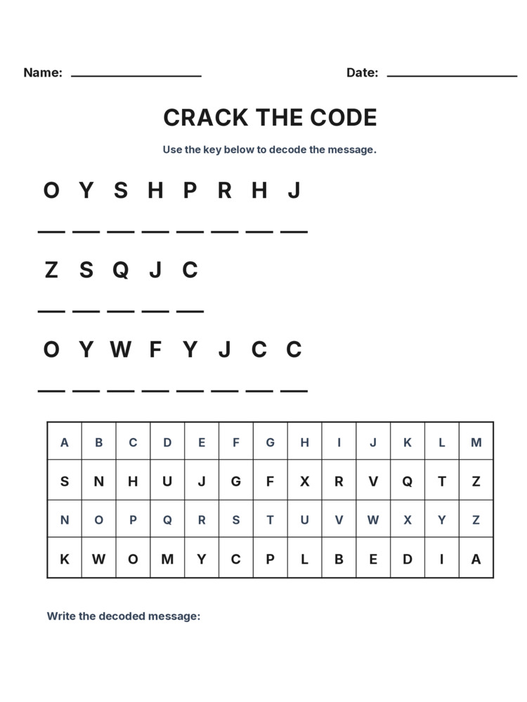 Grade 3 Cryptogram logic worksheet 9 for kids