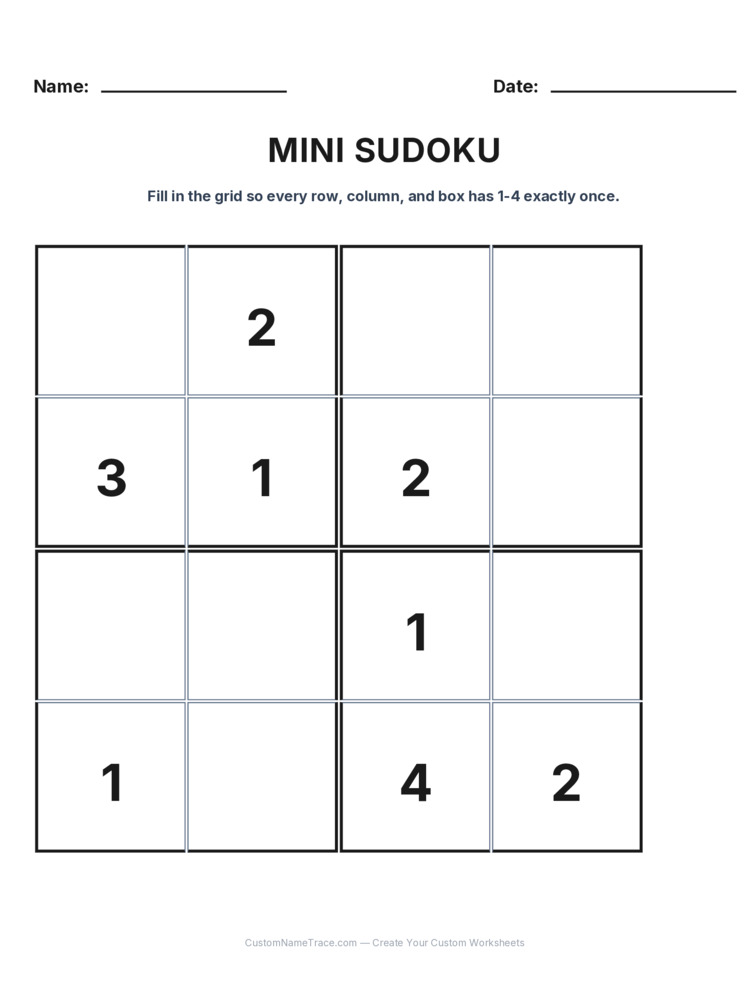 1 Mini Sudoku