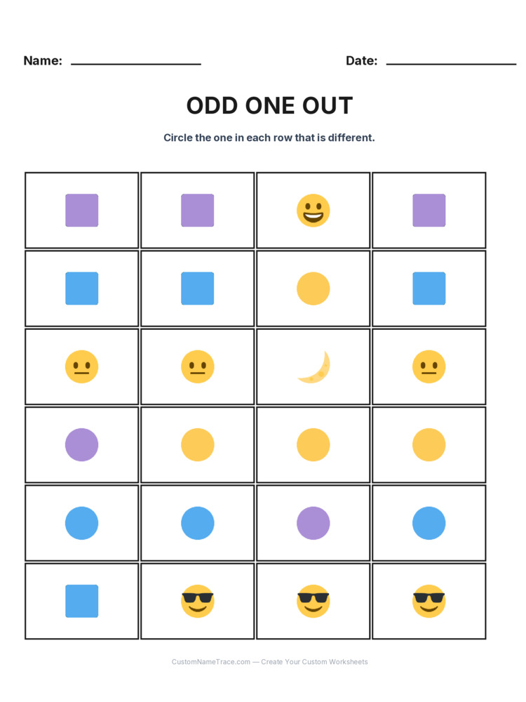 Kindergarten Odd One Out logic worksheet 10 for kids