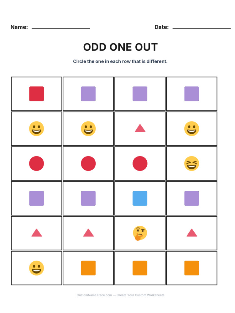 Kindergarten Odd One Out logic worksheet 17 for kids