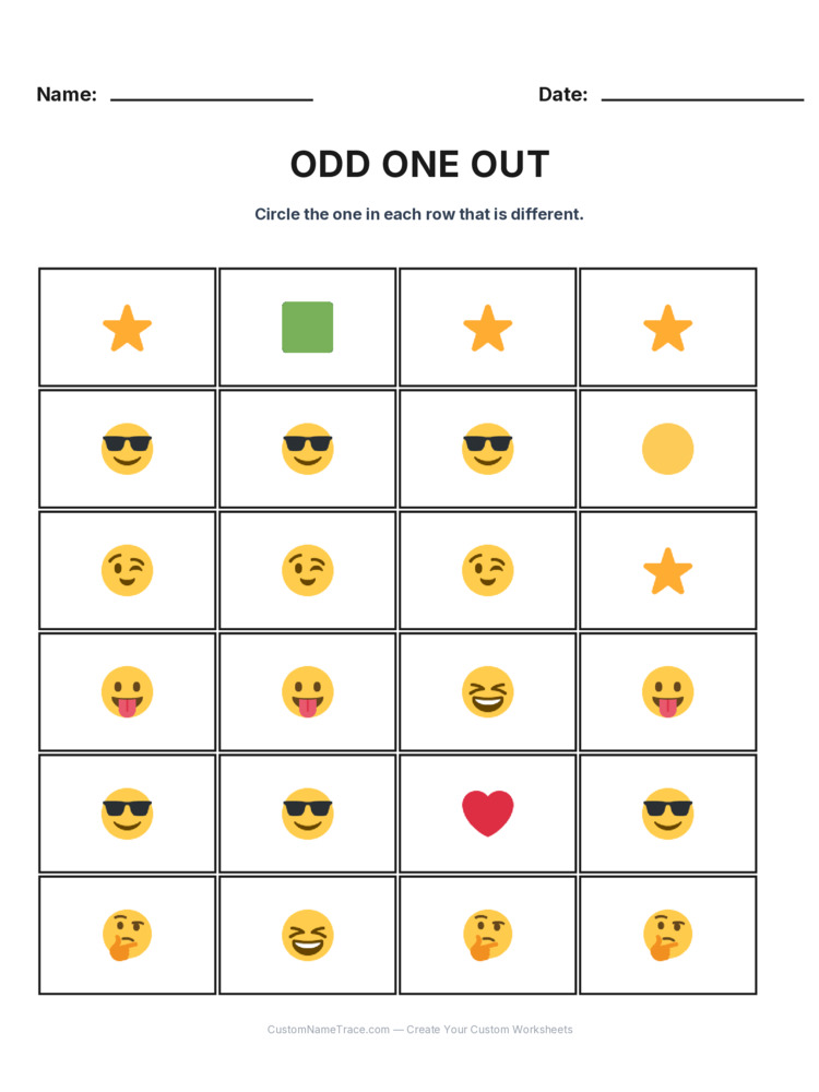 Kindergarten Odd One Out logic worksheet 22 for kids