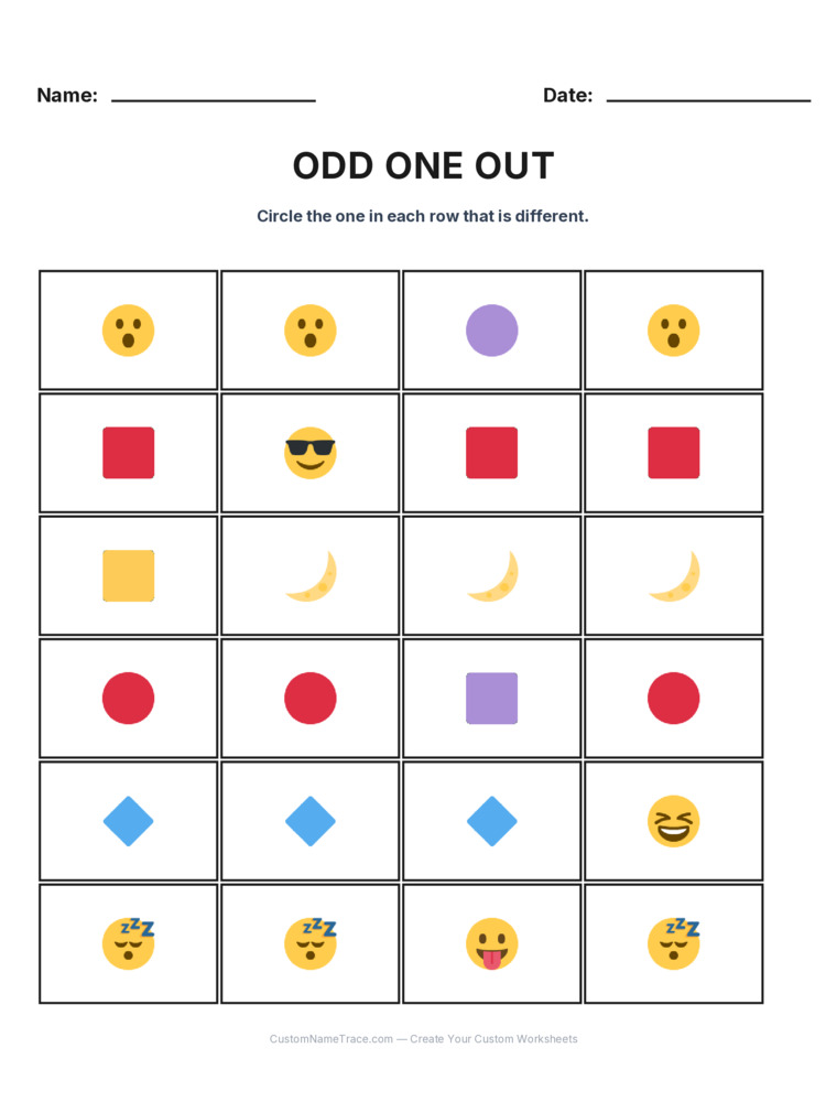 Kindergarten Odd One Out logic worksheet 23 for kids