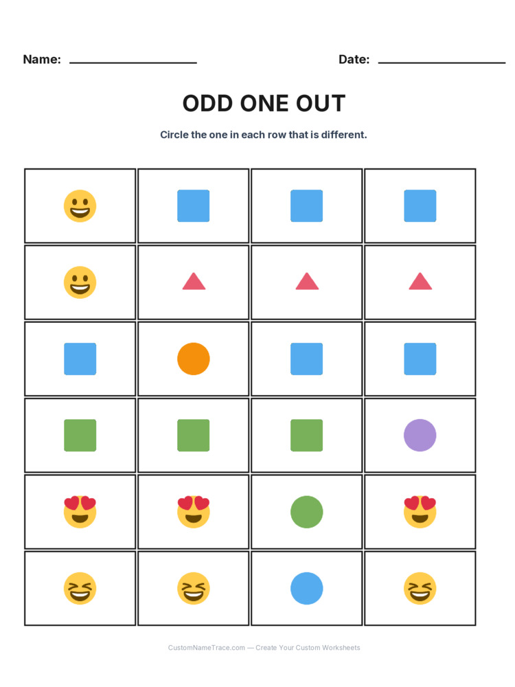 Kindergarten Odd One Out logic worksheet 26 for kids
