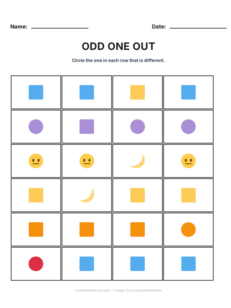 Kindergarten Odd One Out logic worksheet 27 for kids