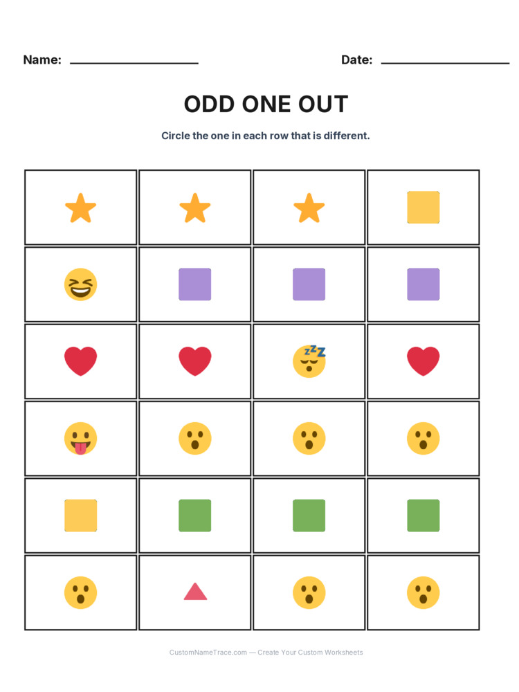 Kindergarten Odd One Out logic worksheet 8 for kids