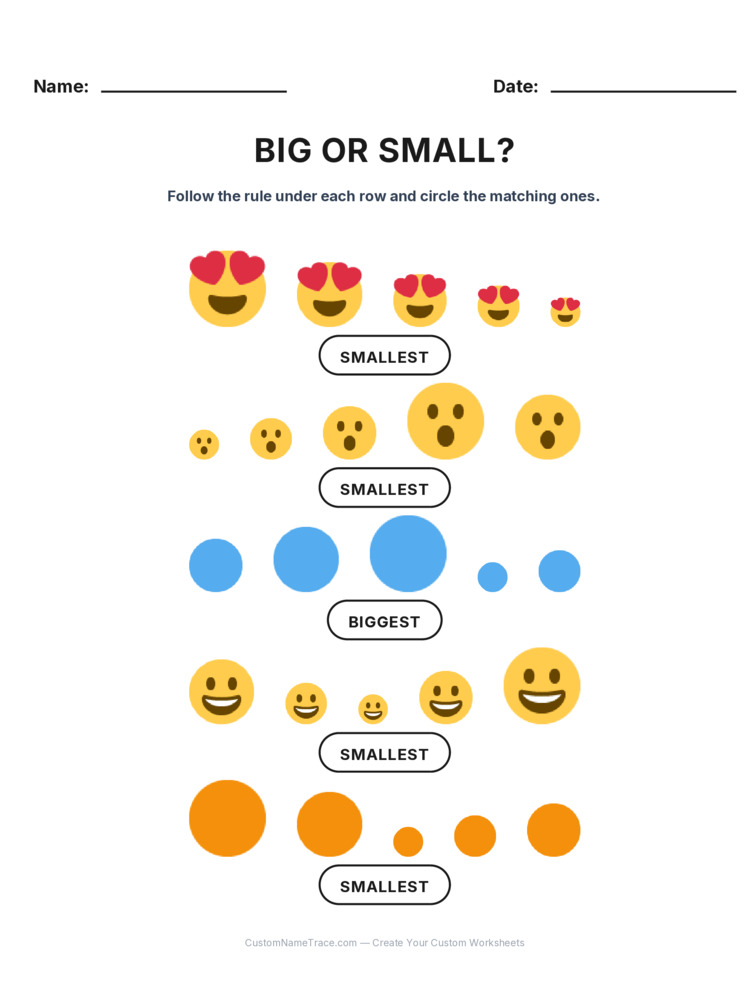 Kindergarten Size Sorting logic worksheet 19 for kids